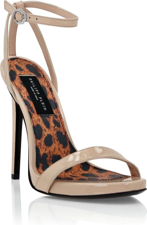 Philipp Plein Patent Leather Sandals High Heels Leopard - Foto 2