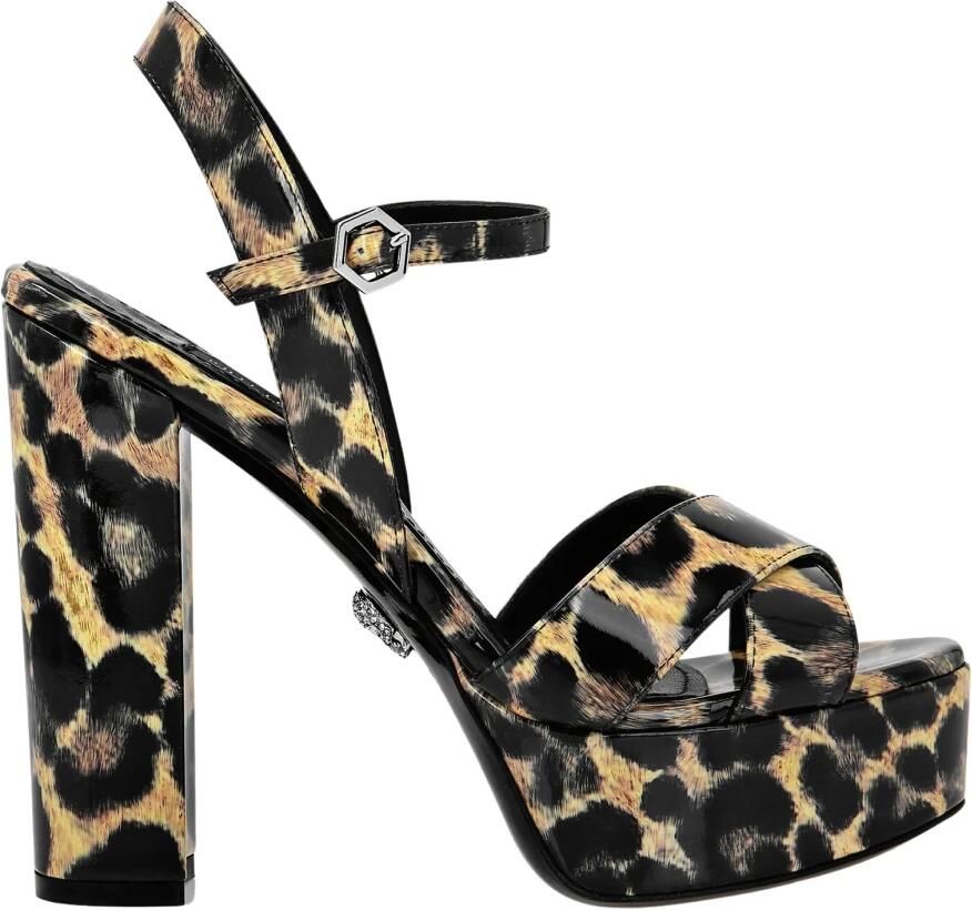 Philipp Plein Patent Leather Sandals High Heels Leopard
