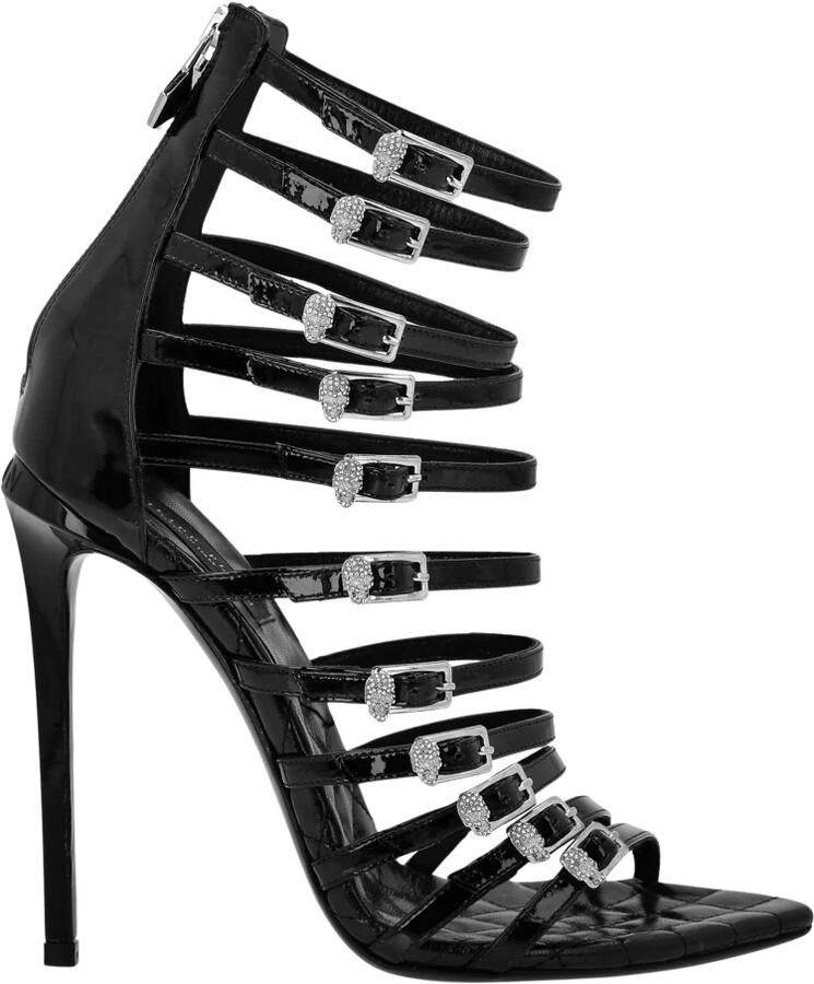 Philipp Plein Patentleren Hoge Hak Sandalen Skull