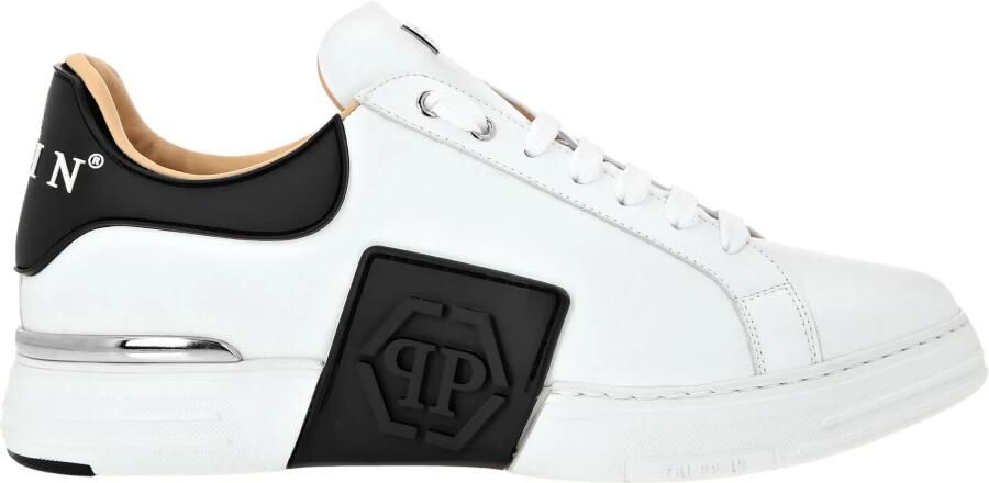 Philipp Plein Zwarte Leren Lo-Top Hexagon Sneakers Zwart Heren