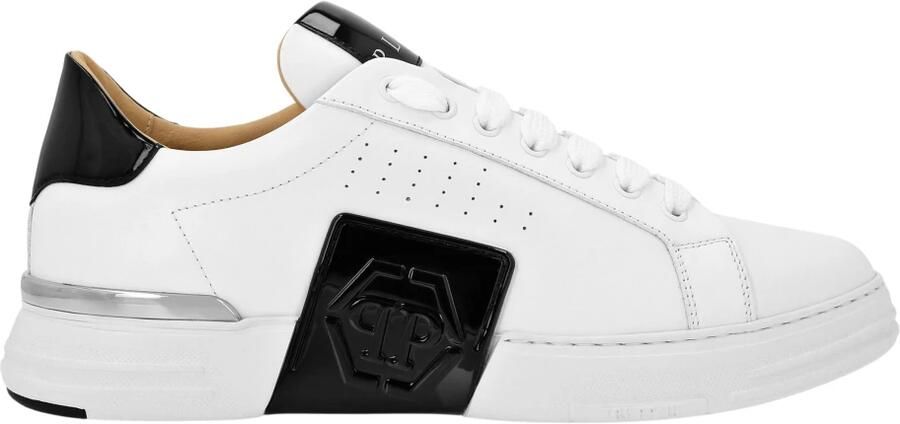 Philipp Plein Hexagon Lo-Top Sneakers Effen Vetersluiting White