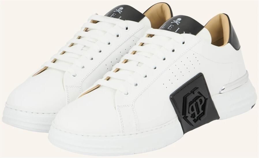 Philipp Plein Hexagon Lo-Top Sneakers Effen Vetersluiting White - Foto 7