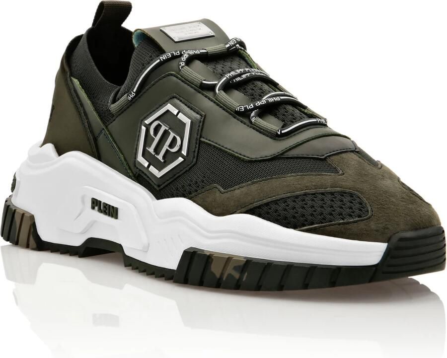 Philipp Plein Sneakers laag 'Predator' goud olijfgroen wit - Foto 2