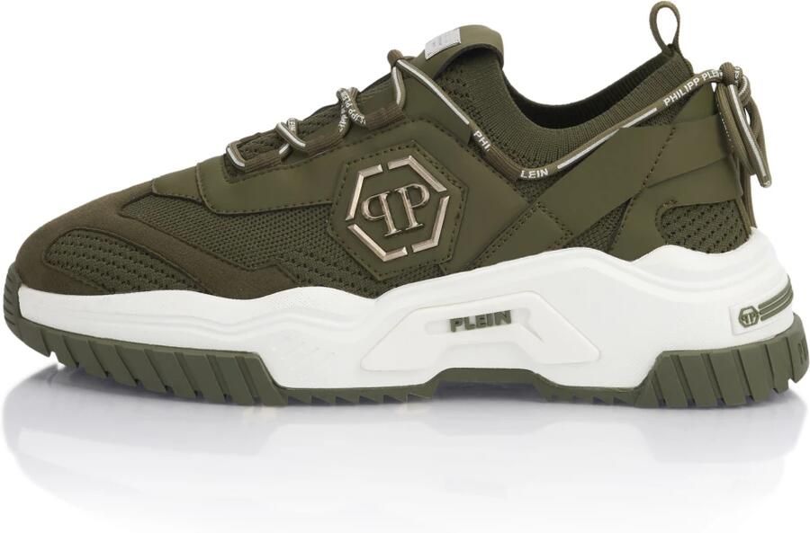 Philipp Plein Sneakers laag 'Predator' goud olijfgroen wit - Foto 3