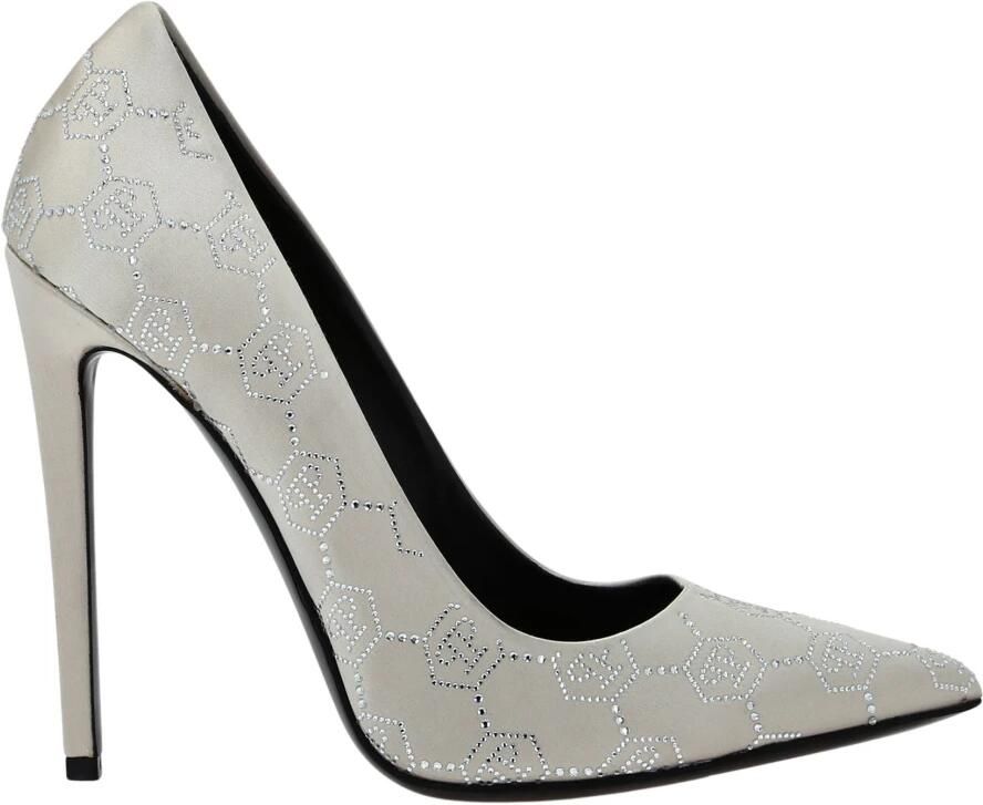 Philipp Plein Satijnen Decollete Hi-Heels Monogram Strass