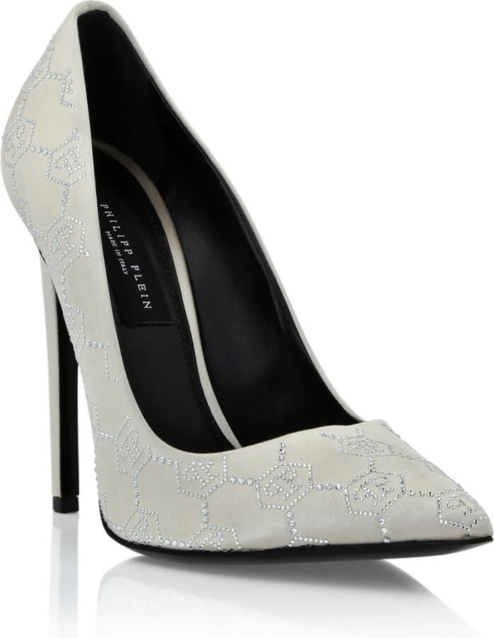 Philipp Plein Satijnen Decollete Hi-Heels Monogram Strass - Foto 4