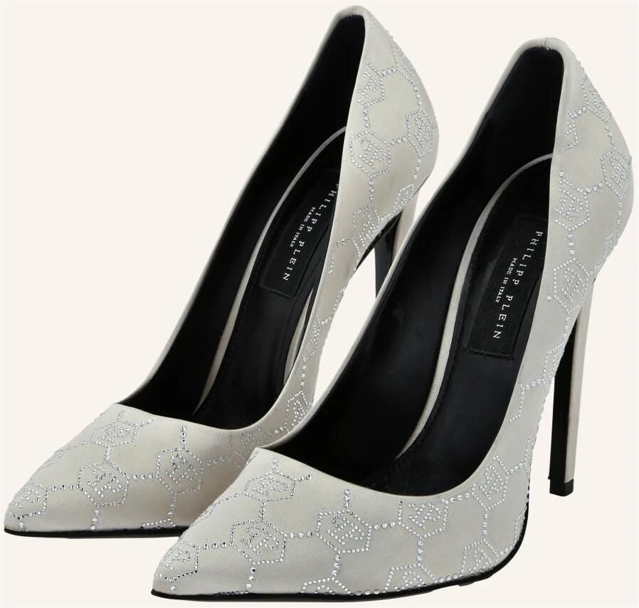 Philipp Plein Satijnen Decollete Hi-Heels Monogram Strass - Foto 3