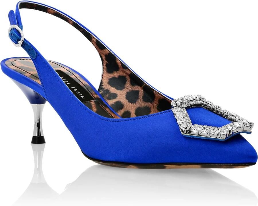 Philipp Plein Satijnen Decollete Slingback Kristal Hexagon - Foto 2
