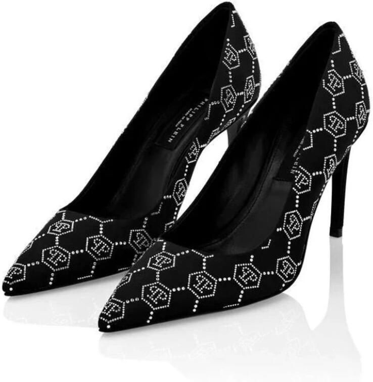 Philipp Plein Satijnen Monogram Zwarte Pumps - Foto 2