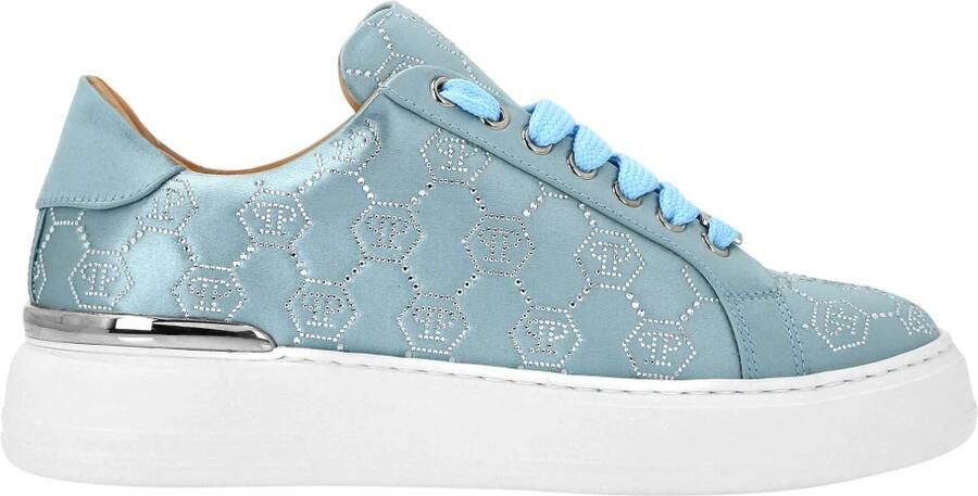 Philipp Plein Satin Lo Top Sneakers Monogram Strass