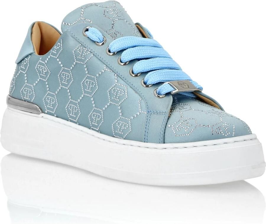 Philipp Plein Satin Lo Top Sneakers Monogram Strass - Foto 2