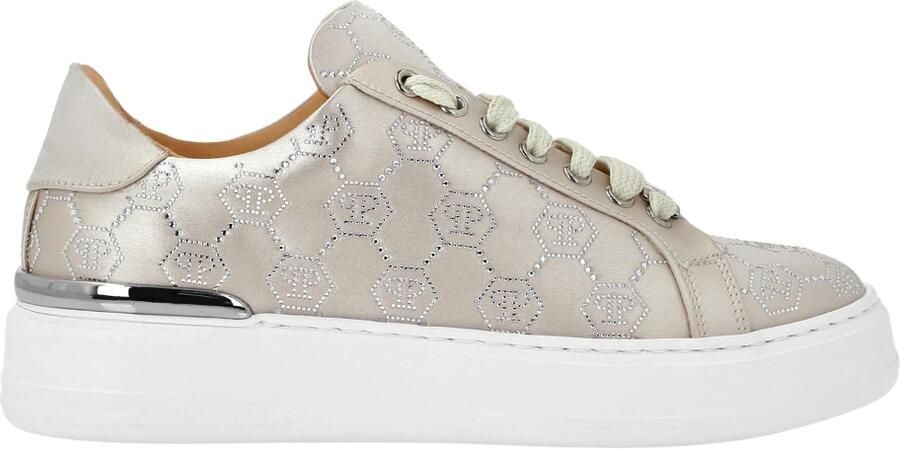 Philipp Plein Satin Lo Top Sneakers Monogram Strass