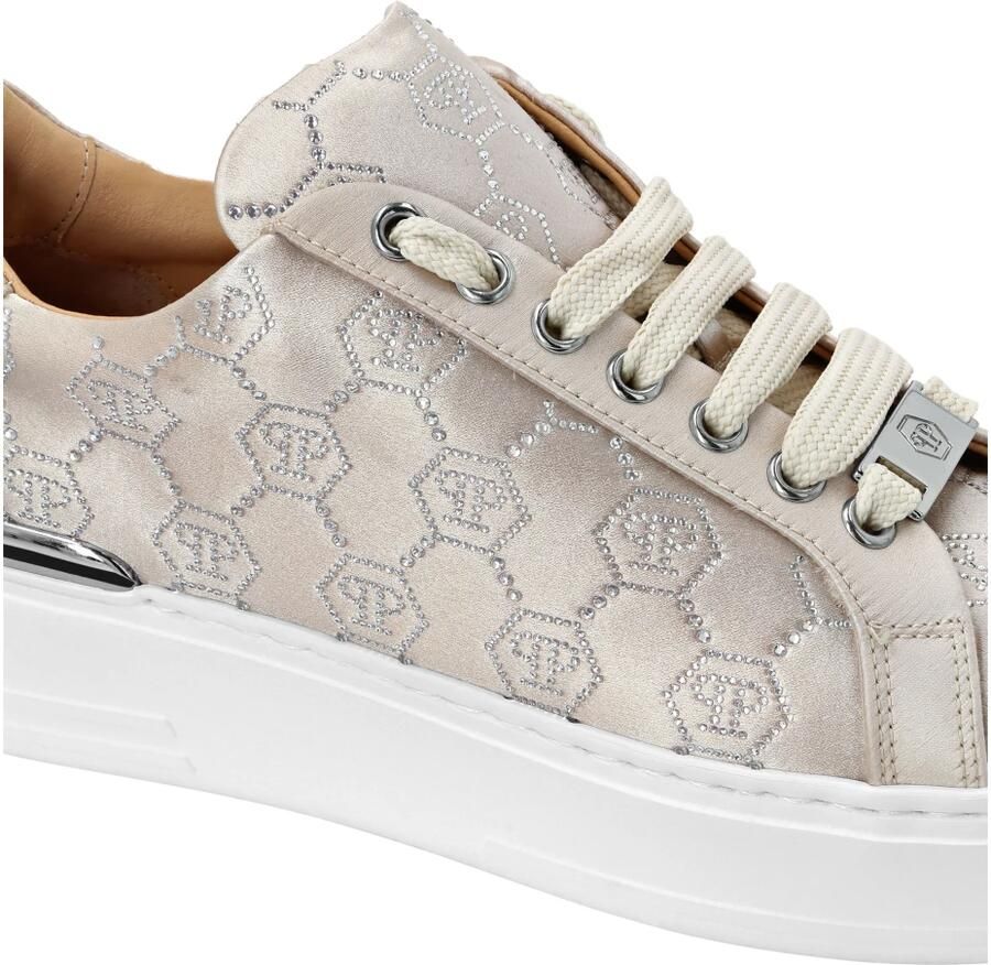 Philipp Plein Satin Lo Top Sneakers Monogram Strass - Foto 2