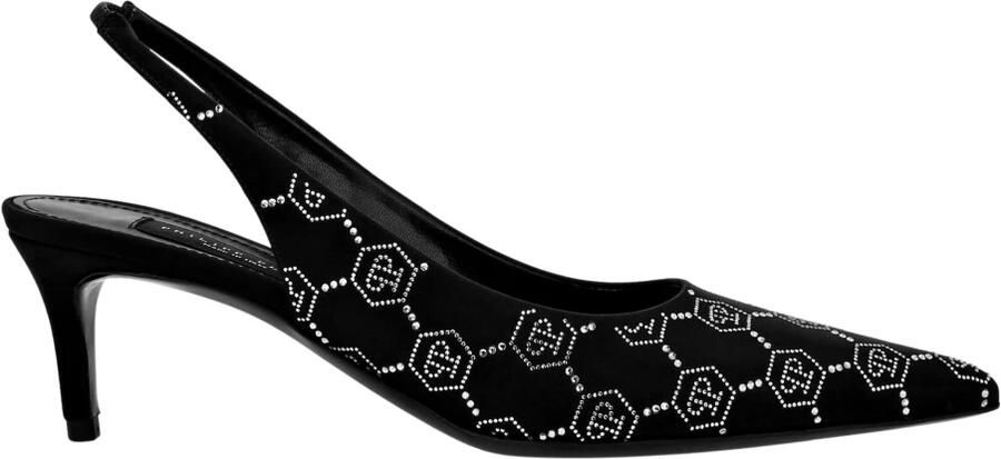 Philipp Plein Satin Slingback Lage Hakken Strass Monogram - Foto 2