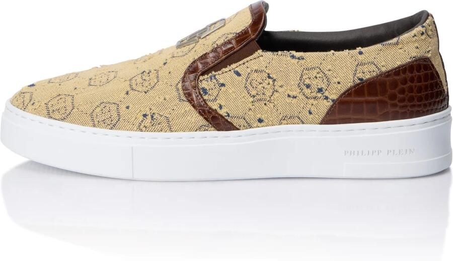 Philipp Plein Slip On Sneakers Denim Jacquard Monogram - Foto 2