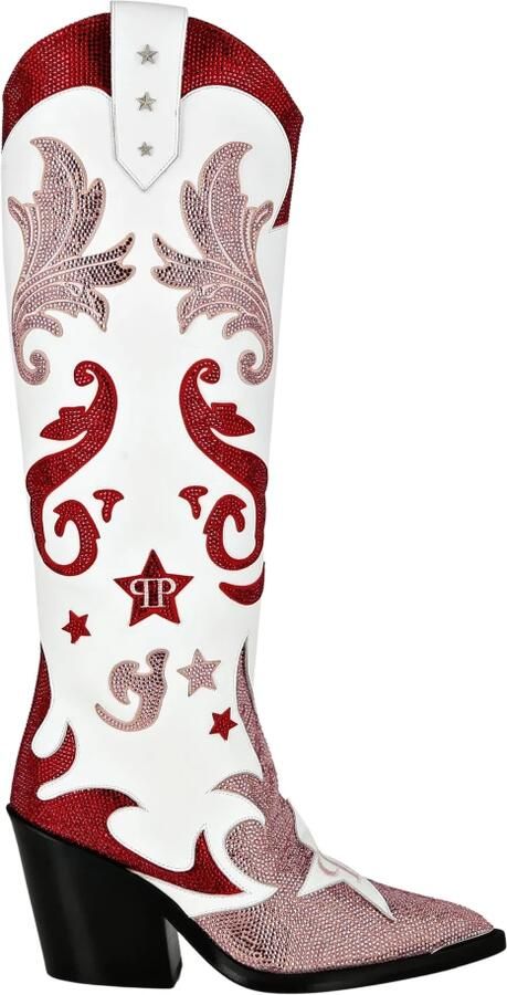 Philipp Plein Strass Cow Boy Laarzen met Halfhoge Hakken Hoge Sterren - Foto 2