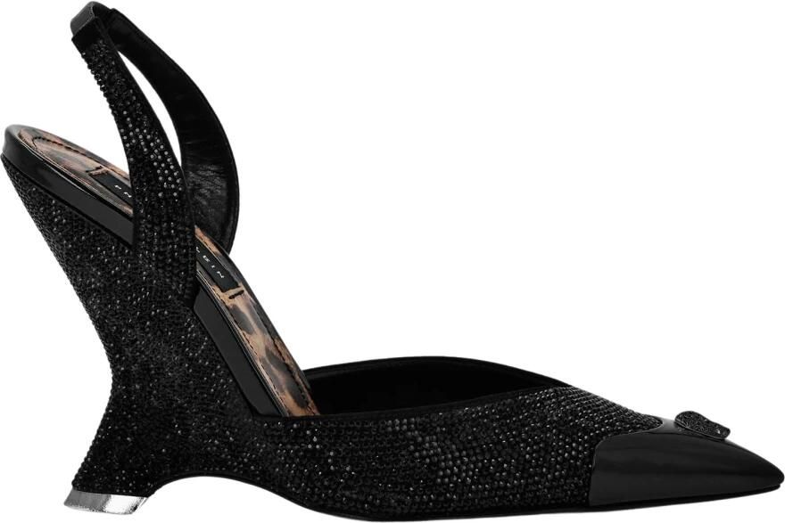 Philipp Plein Suede Decollete Wedges Crystal