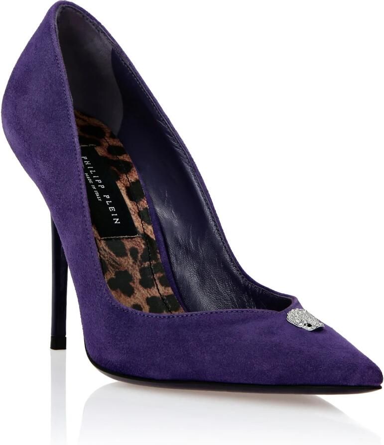 Philipp Plein Suede Decollette High Heels Crystal Skull - Foto 2