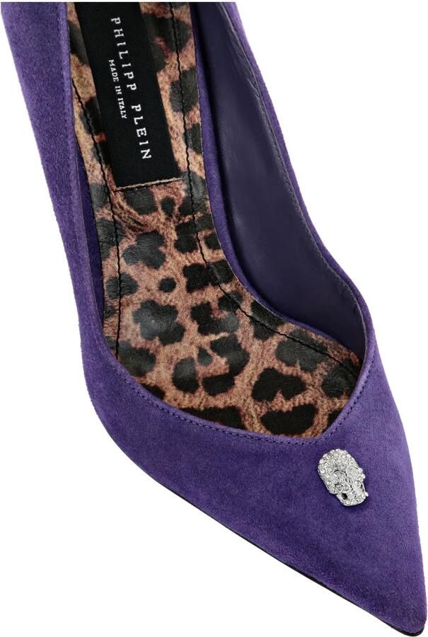Philipp Plein Suede Decollette High Heels Crystal Skull - Foto 3
