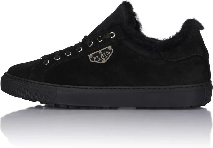 Philipp Plein Suede en Sheepskin Low Top Sneakers