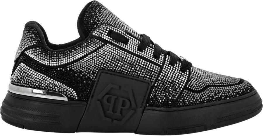 Philipp Plein Suede Lo-Top Sneakers Strass Hexagon