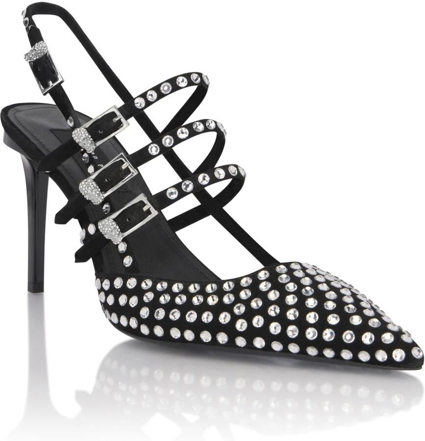 Philipp Plein Suede Slingbacks Skull Belts 9 - Foto 2