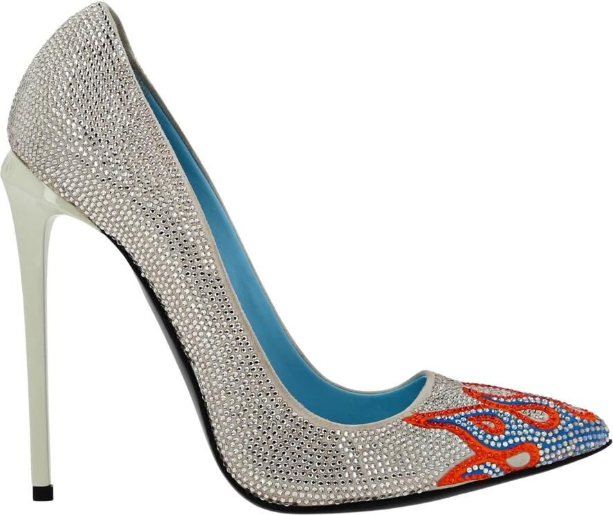 Philipp Plein Suede Strass Decollete Hoge Hakken Flame