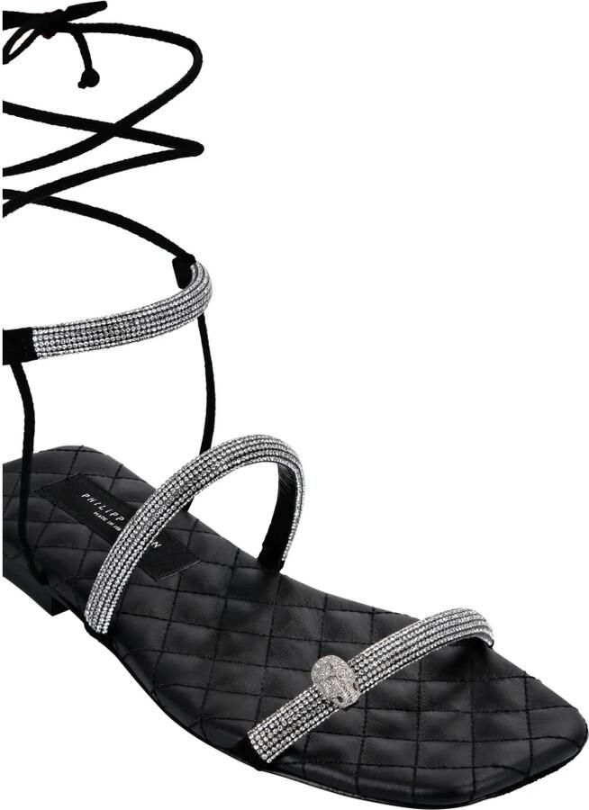 Philipp Plein Suede Strass Platte Sandalen - Foto 2