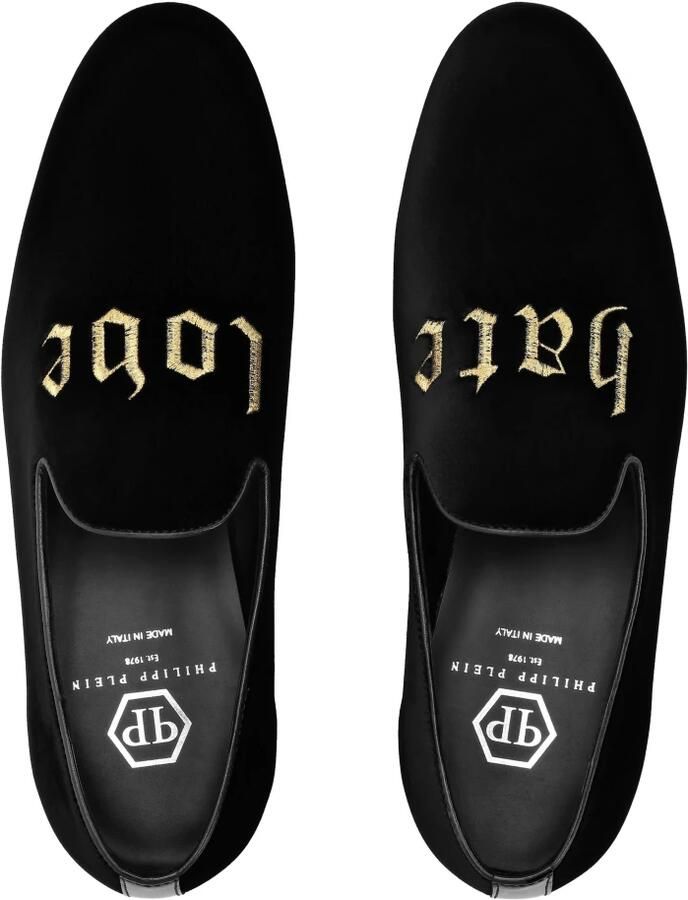 Philipp Plein Velvet Loafers Embroidered