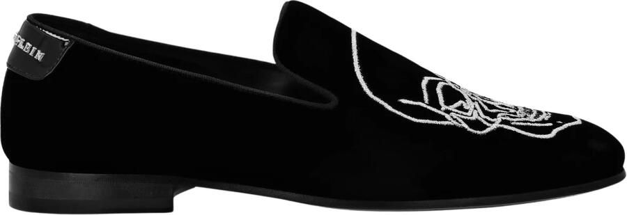 Philipp Plein Velvet Loafers Embroidery Skull