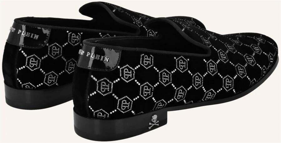 Philipp Plein Velvet Loafers Strass Monogram