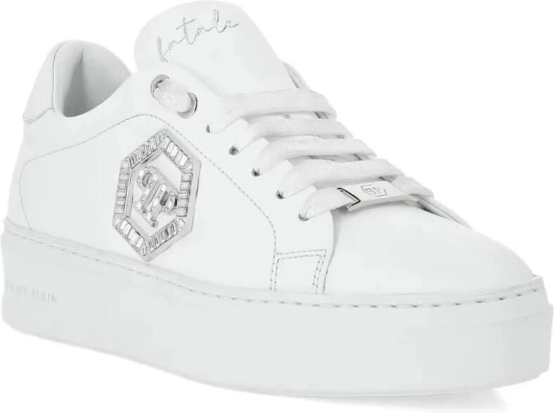 Philipp Plein Witte Juweel Monogram Leren Sneakers