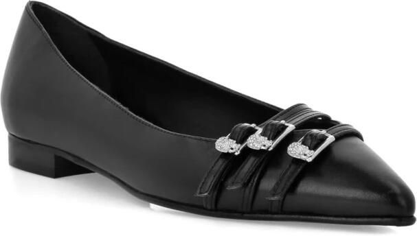 Philipp Plein Zwarte Ballerina's met Gespdetails