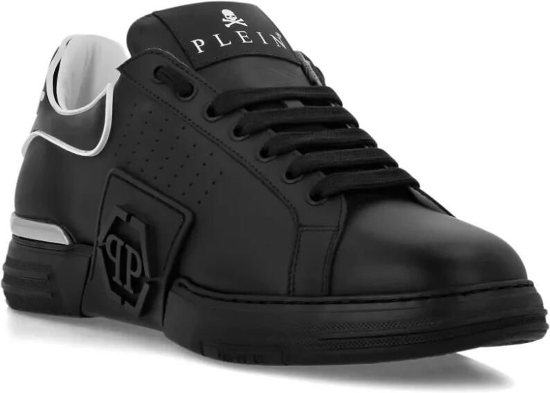 Philipp Plein Zwarte Nappa Leren Lage Sneakers