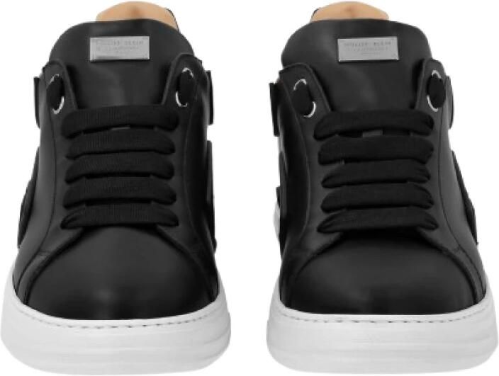 Philipp Plein Zwarte Nappa Sneakers met Hexagon Patch