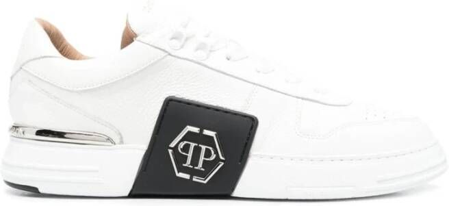 Philipp Plein Lo-top sneakers Phantom Kick $ lederen platina zeshoek Wit Heren