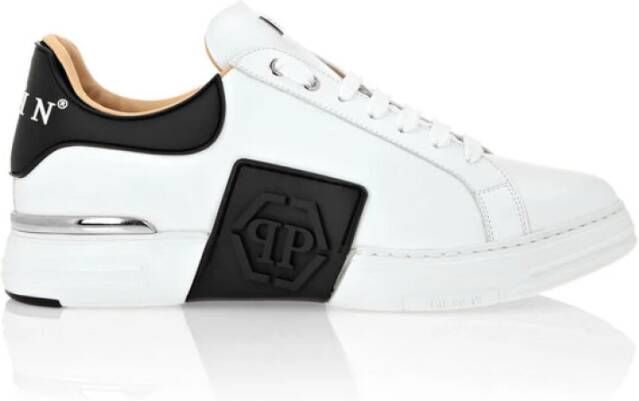 Philipp Plein Witte Sneakers Regular Fit Geschikt voor alle temperaturen 100% Leer White Heren - Foto 5
