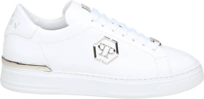Philipp Plein Hexagon sneakers in wit leer White Heren