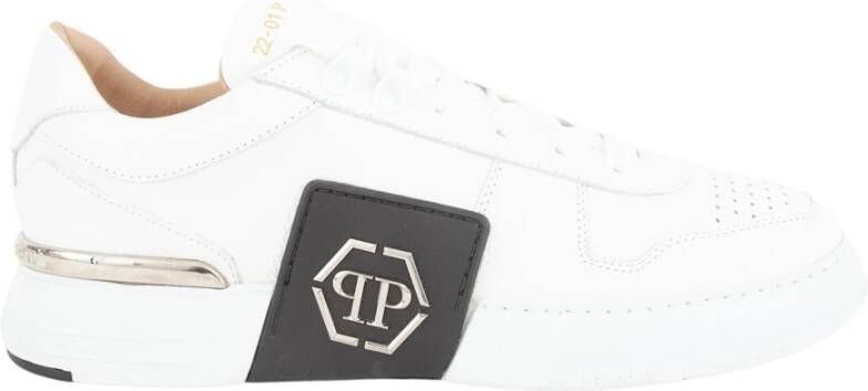 Philipp Plein Lo-top sneakers Phantom Kick $ lederen platina zeshoek Wit Heren