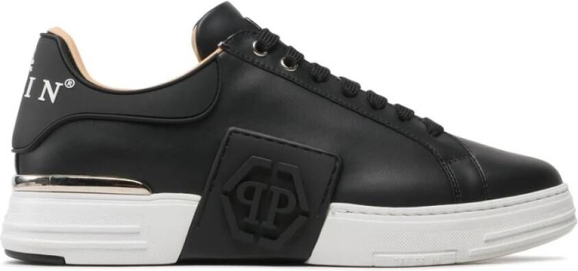 Philipp Plein Zwarte Leren Lo-Top Hexagon Sneakers Zwart Heren - Foto 4