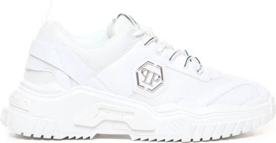 Philipp Plein Predator Sneakers met vetersluiting White Heren