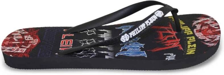 Philipp Plein Unisex Synthetische Flip Flops Black Dames