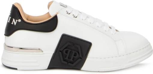 Philipp Plein Witte Sneakers Regular Fit Geschikt voor alle temperaturen 100% Leer White Heren