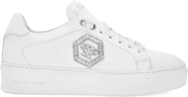 Philipp Plein Witte Juweel Monogram Leren Sneakers