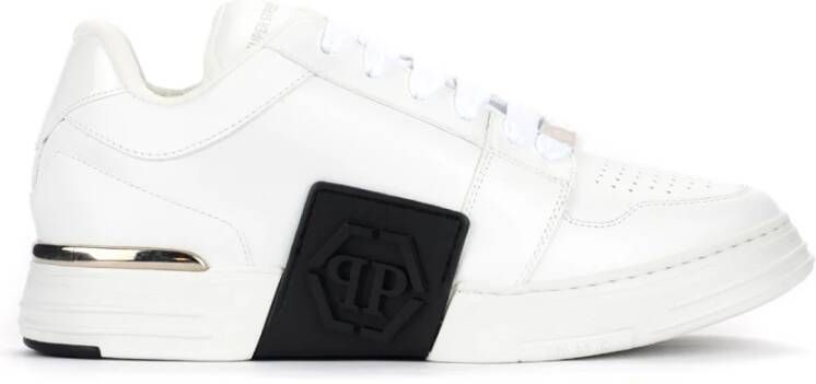 Philipp Plein Witte Leren Hexagon Lo-Top Sneaker White Heren