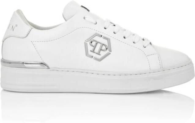 Philipp Plein Hexagon sneakers in wit leer White Heren