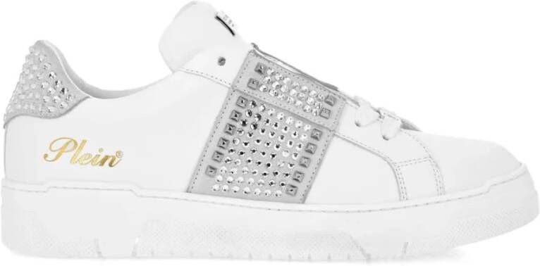 Philipp Plein Witte Leren Sneakers met ABS-inzet