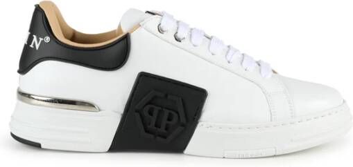 Philipp Plein Witte Sneakers Regular Fit Geschikt voor alle temperaturen 100% Leer White Heren