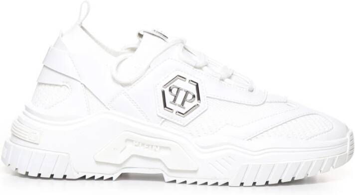 Philipp Plein Witte Sneakers met Katoen en Elastaan White Heren