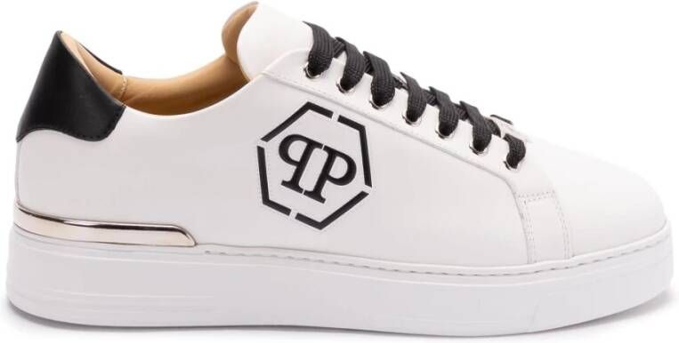 Philipp Plein Witte Sneakers met Zwarte Details